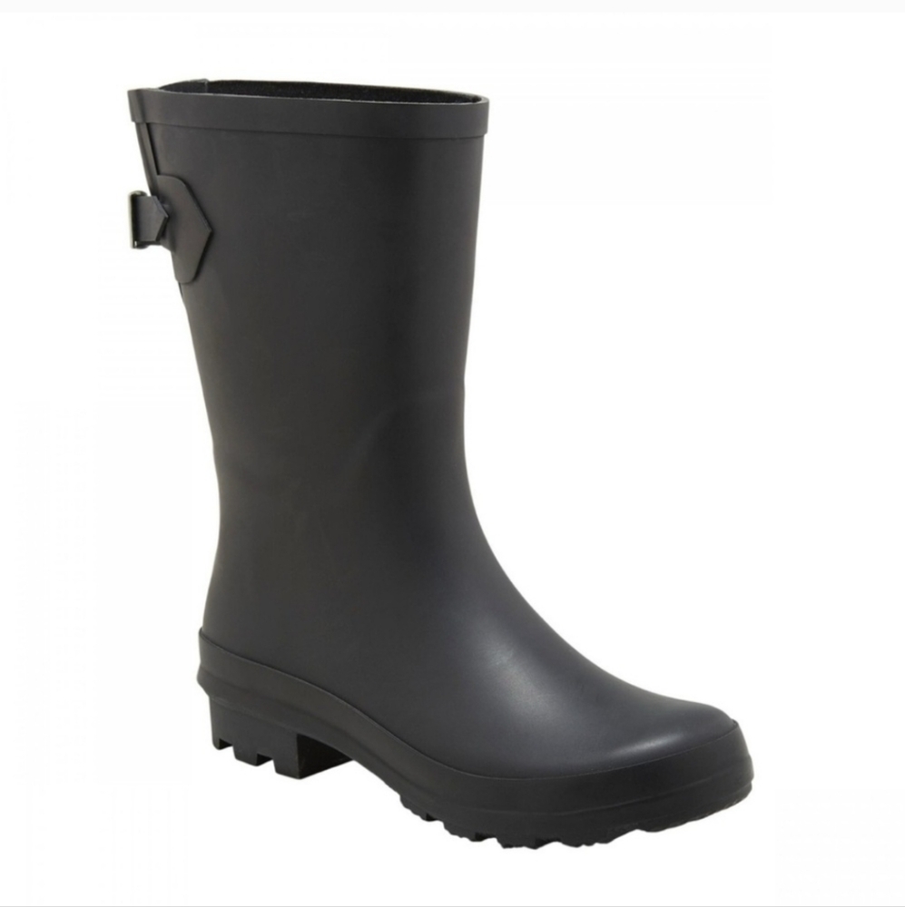A New Day Vicki Black Women's Rubber Rain Boot - 11 Wide Width
